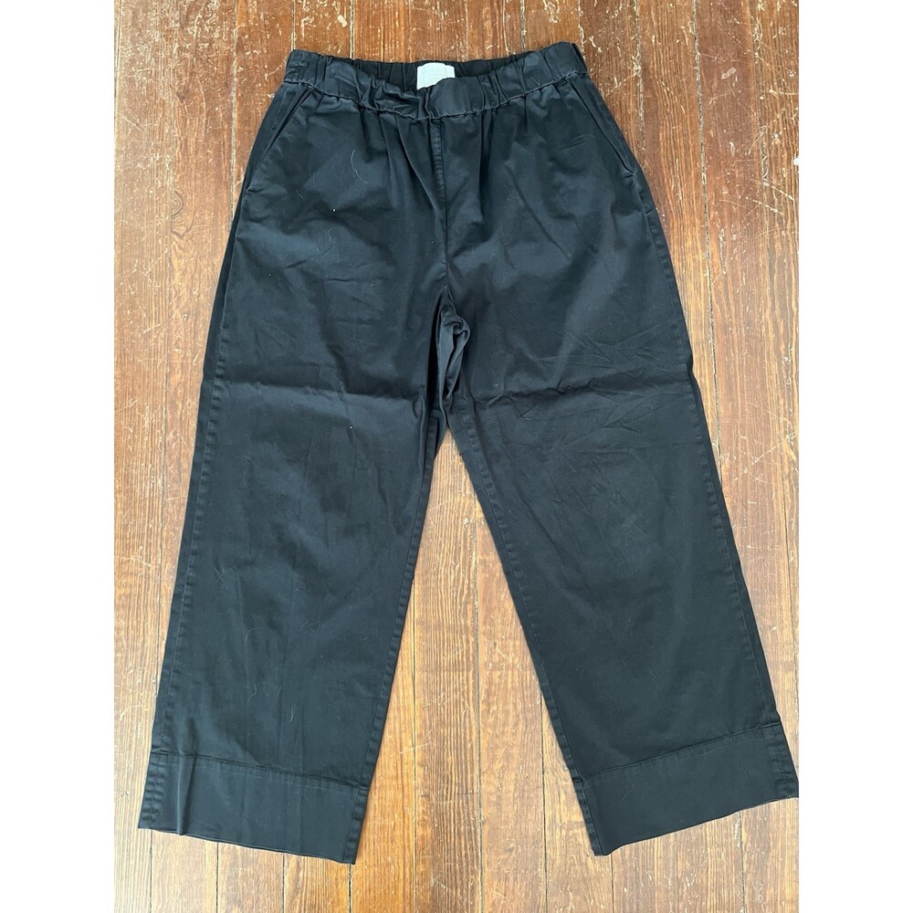 Everlane Women 'The Easy Pant' Organic Cotton Stretch Pull On Wide Leg Black 16